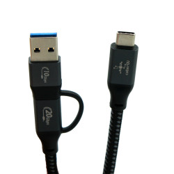 USB-A to USB-C dual cable 100W, 20Gbit/s, 20V, 5A