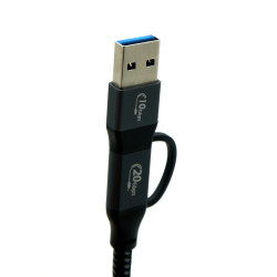 USB-A to USB-C dual cable 100W, 20Gbit/s, 20V, 5A